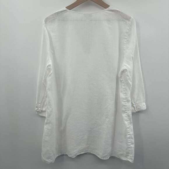 J. Jill Love Linen Embroidered Tunic Top in White Size Large - Picture 2 of 8